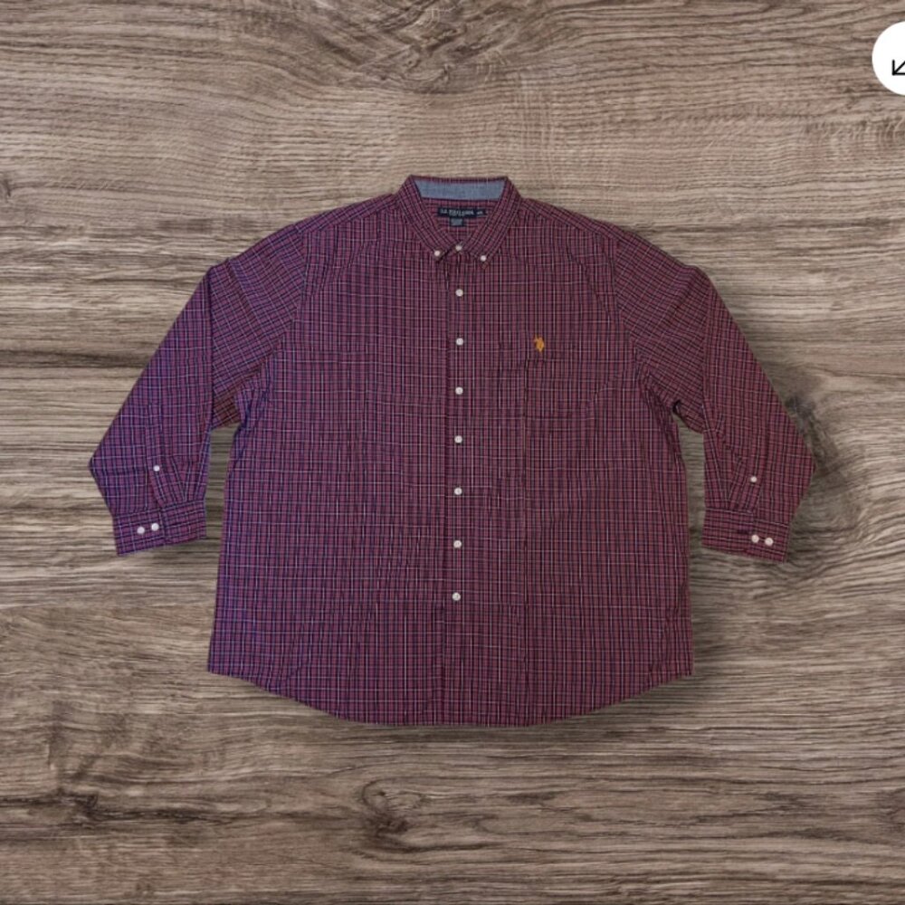 US POLO ASSN Mens 2XL Big Red Plaid Shirt Long Sleeve Button Down NWT MSRP $ 60